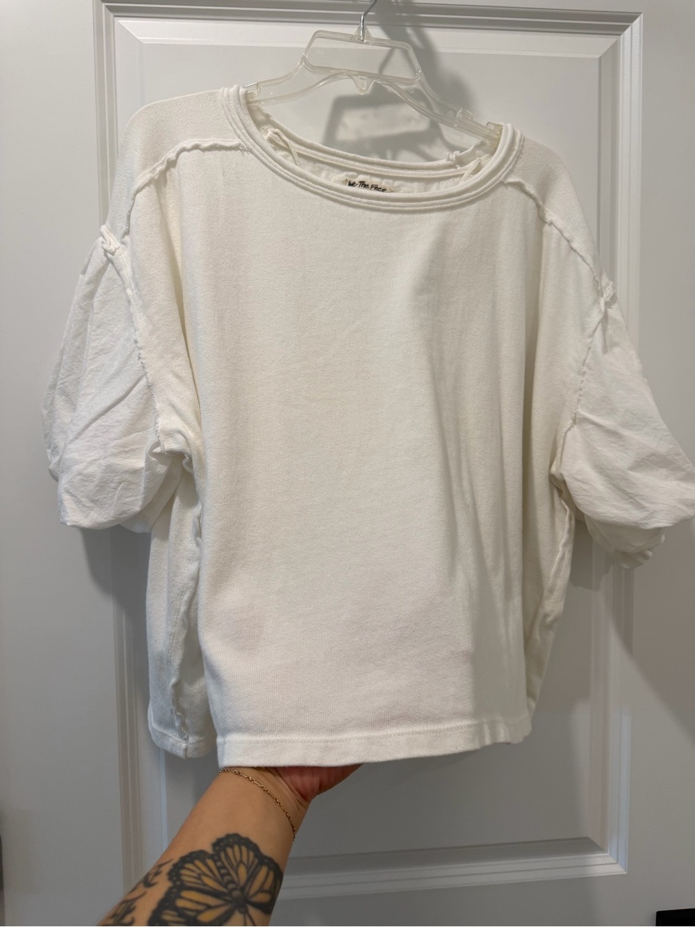 Free people we the free Women's Cream Puff-Sleeve Cotton Top - Cream - Picture 4 of 6